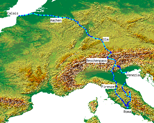 Map of places mentioned in Wey1
